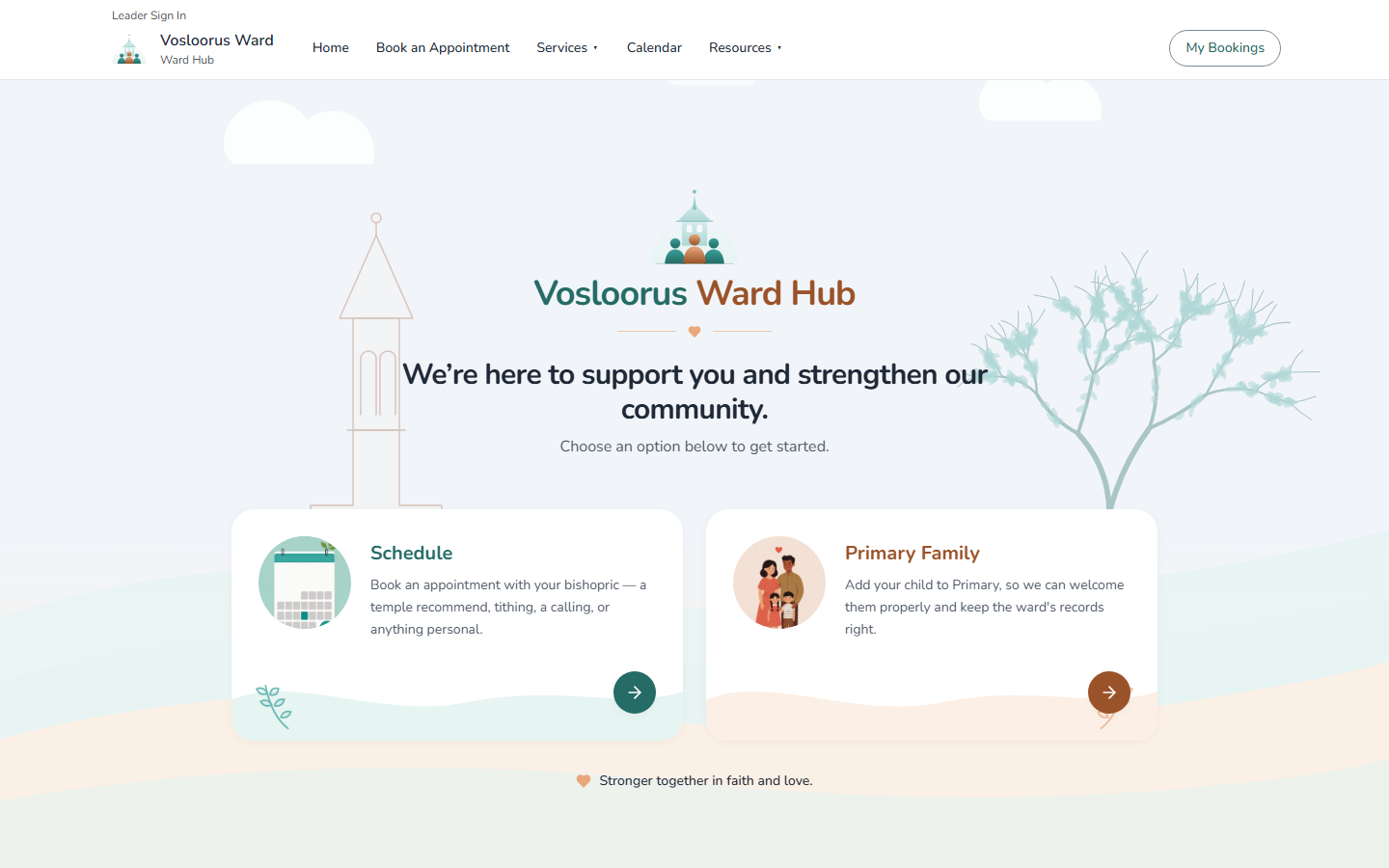 WardHub — a ward's live hub page on wardschedulers.org